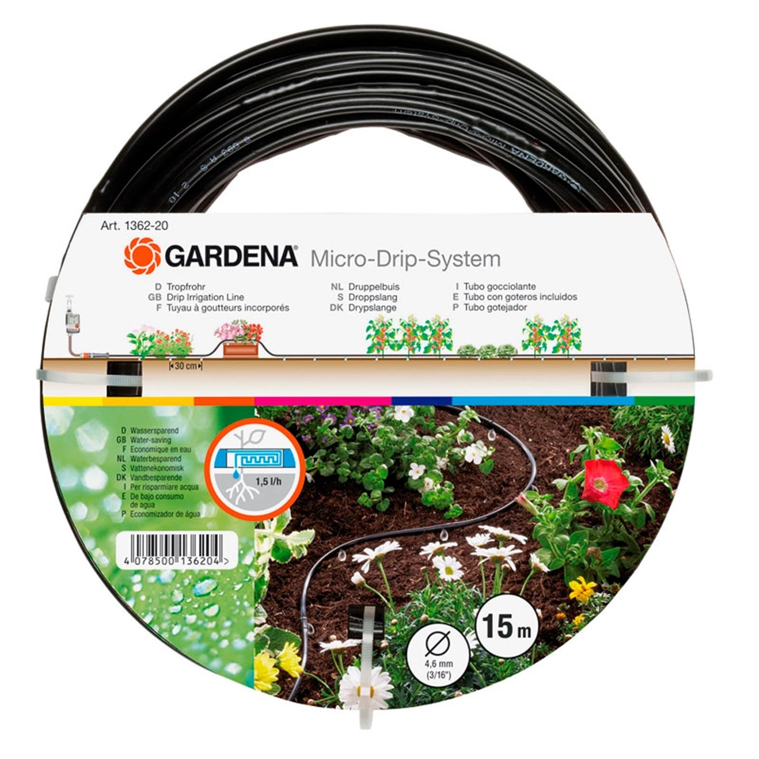 Gardena Tropfrohr Erweiterungs-Set oberirdisch 4,6 mm (3/16) 15 m