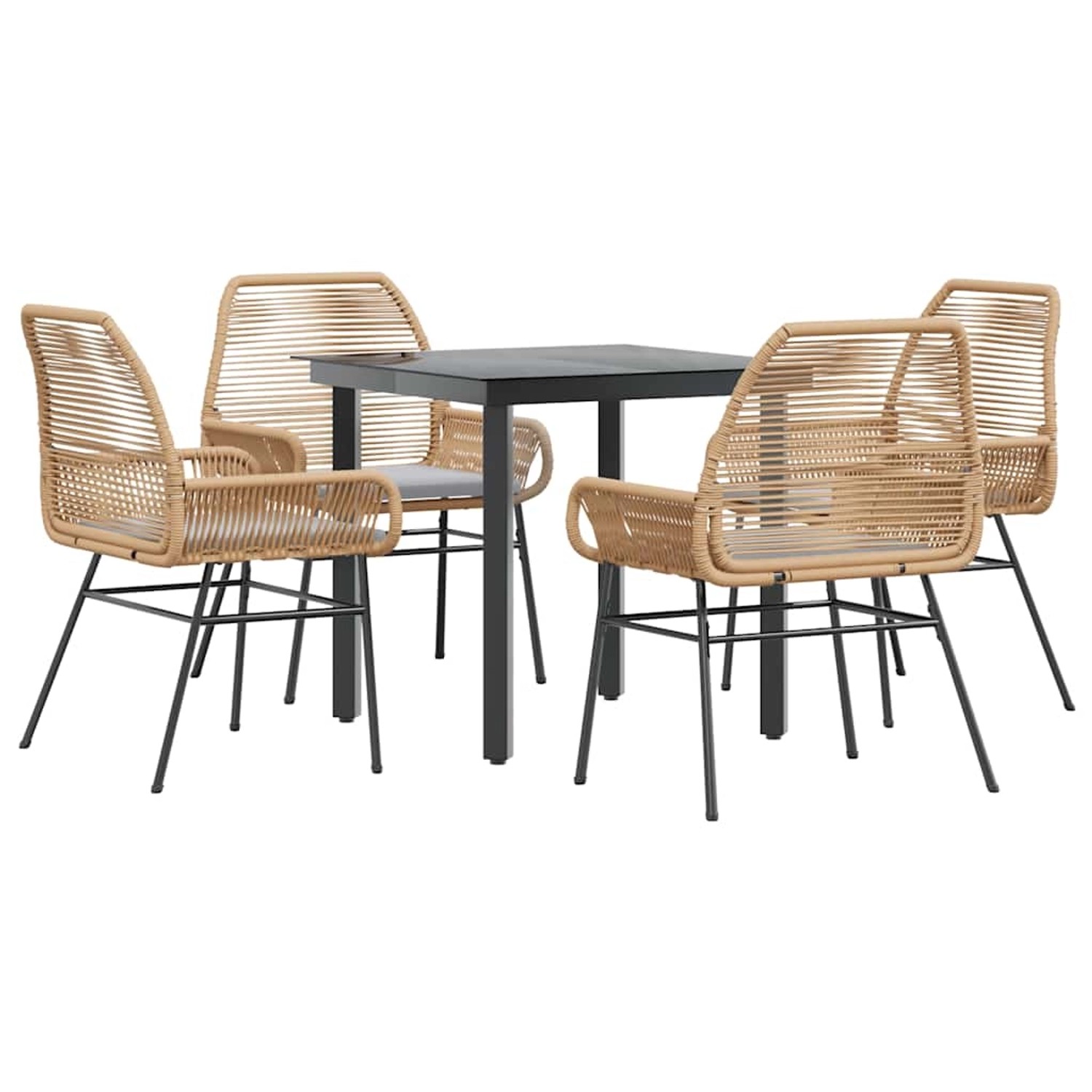 vidaXL 5-Tlg Garten-Essgruppe mit Kissen Braun Poly Rattan Glas 3334570 günstig online kaufen
