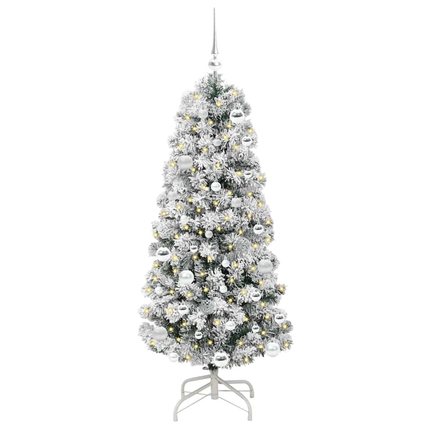 vidaXL Künstlicher Klappbarer Weihnachtsbaum Grün und Weiß 150 cm 3395591