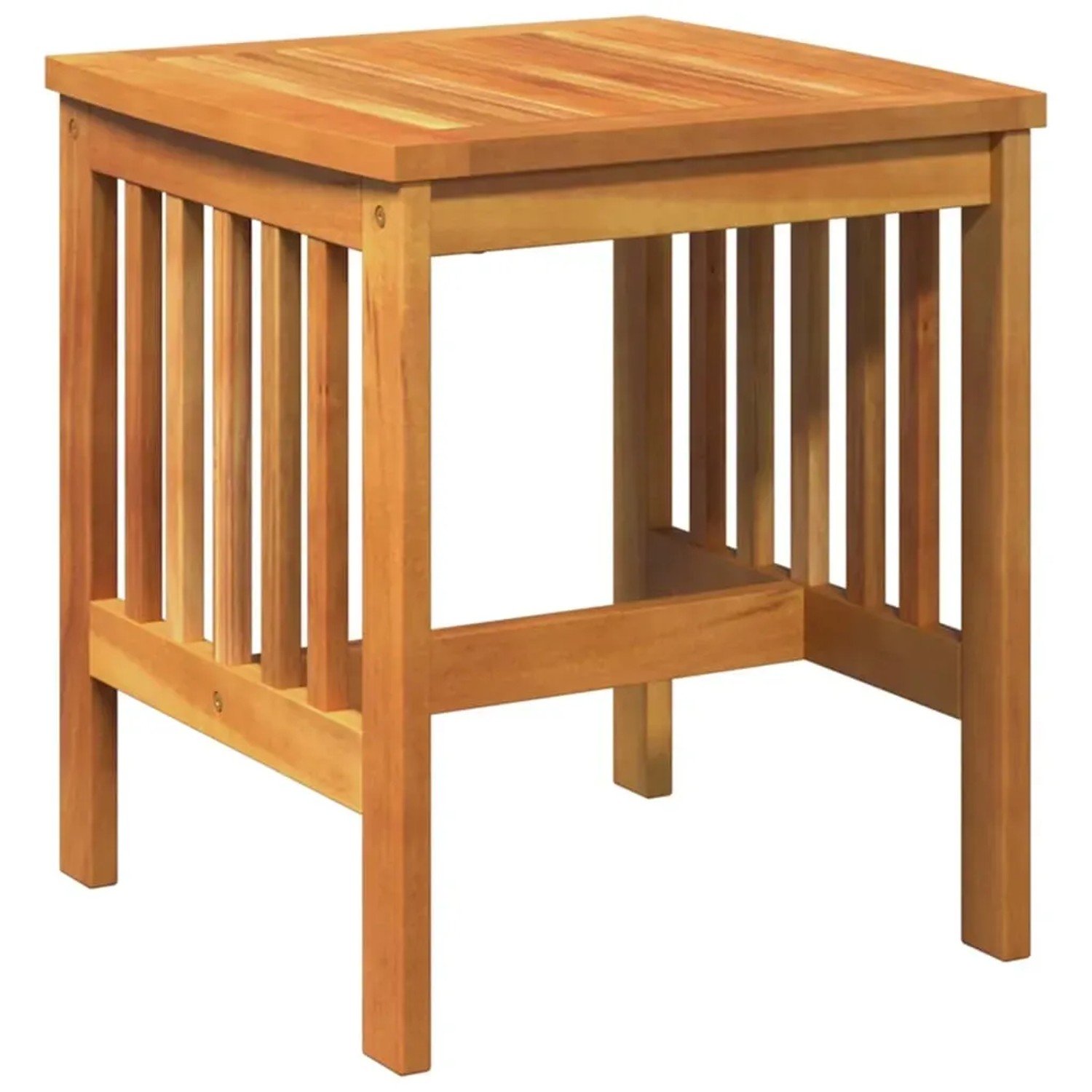 Quadratischer Beistelltisch aus Akazienholz, Teil des vidaXL Garten-Lounge-Sets.