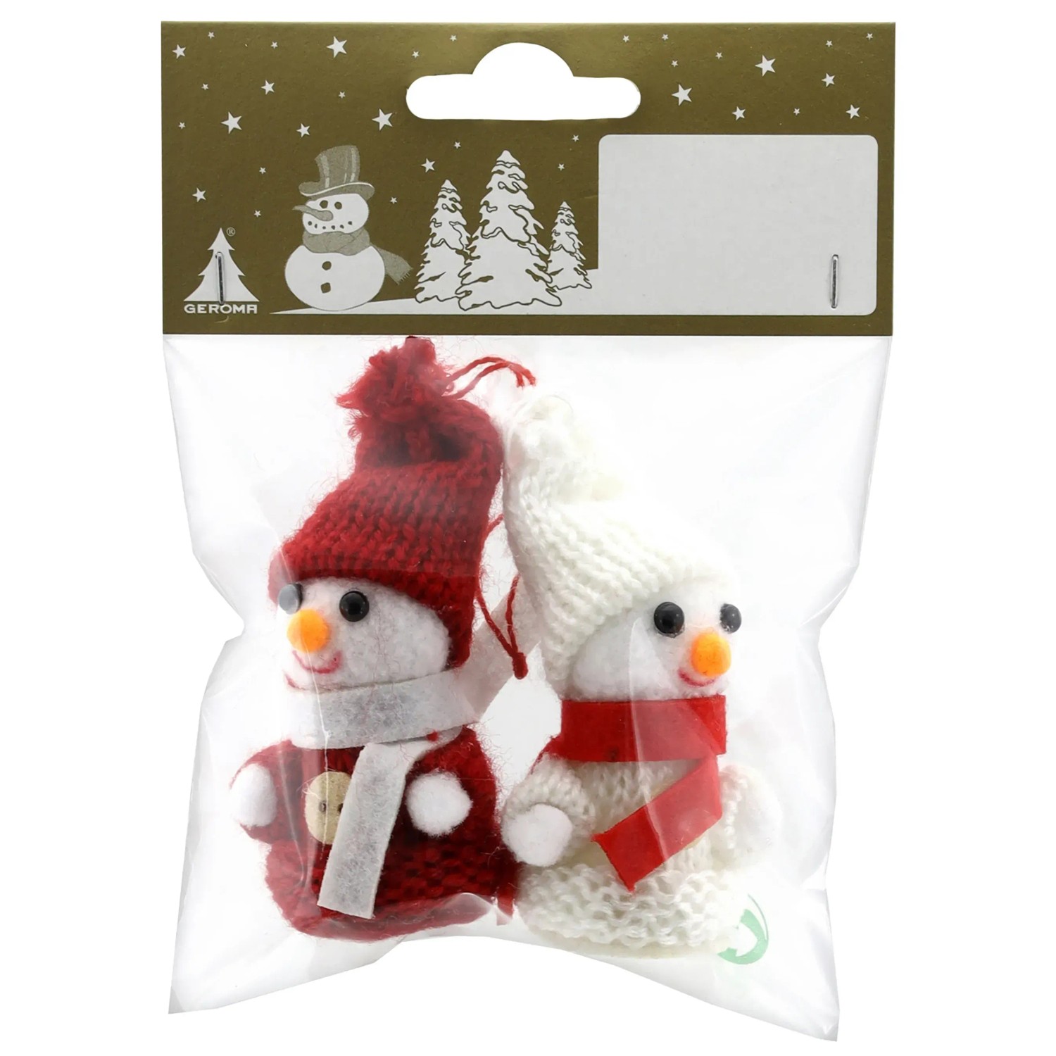Weihnachts-Deko Schneemänner aus Strick und Styropor 6 cm Rot-Weiß 2 Stück