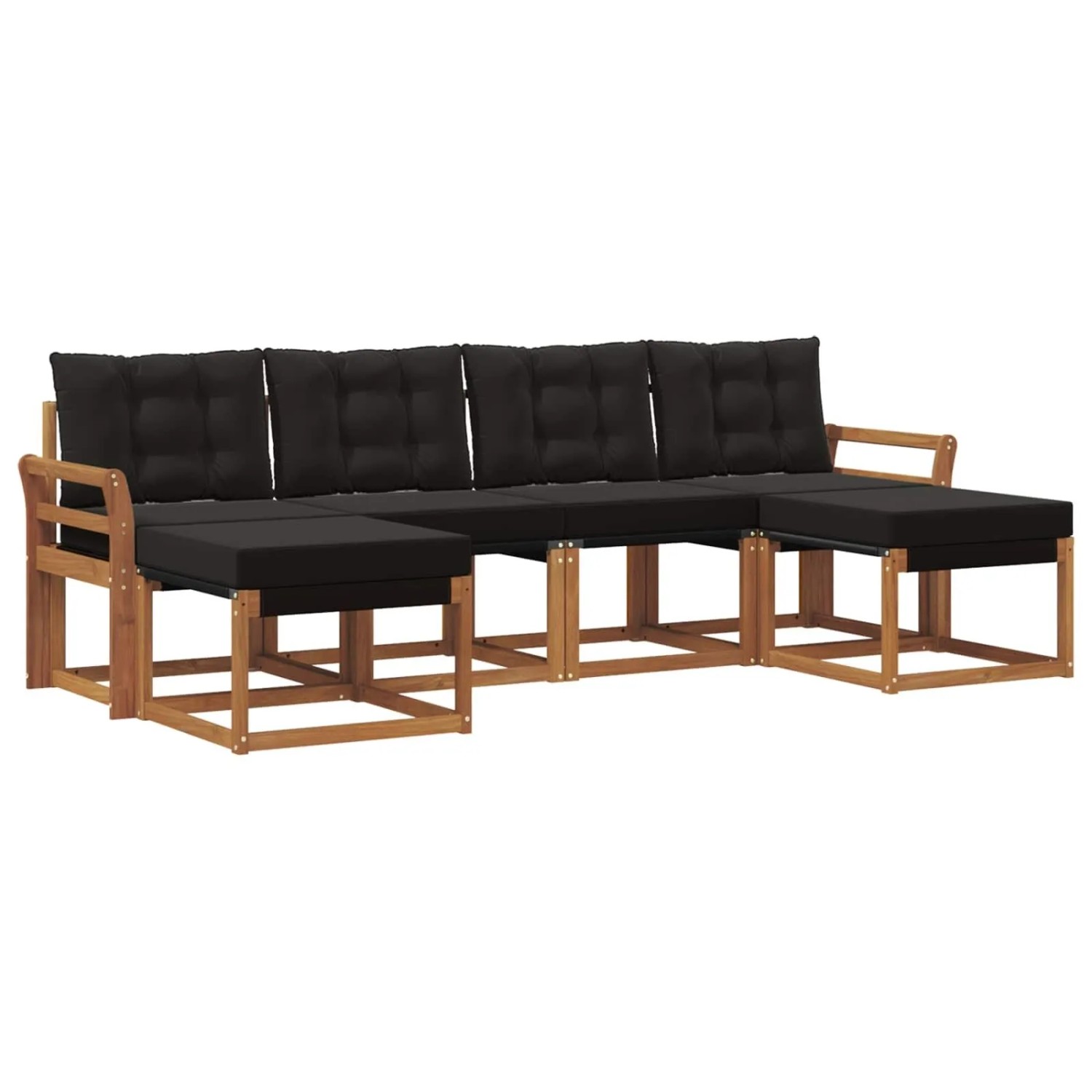 vidaXL Outdoor-Sofagarnitur mit Kissen 6-Tlg Natur und Schwarz 3368931