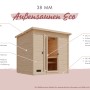 Karibu Saunahaus Arvi 3 Terragrau aus Fichte mit Tür und Fenster