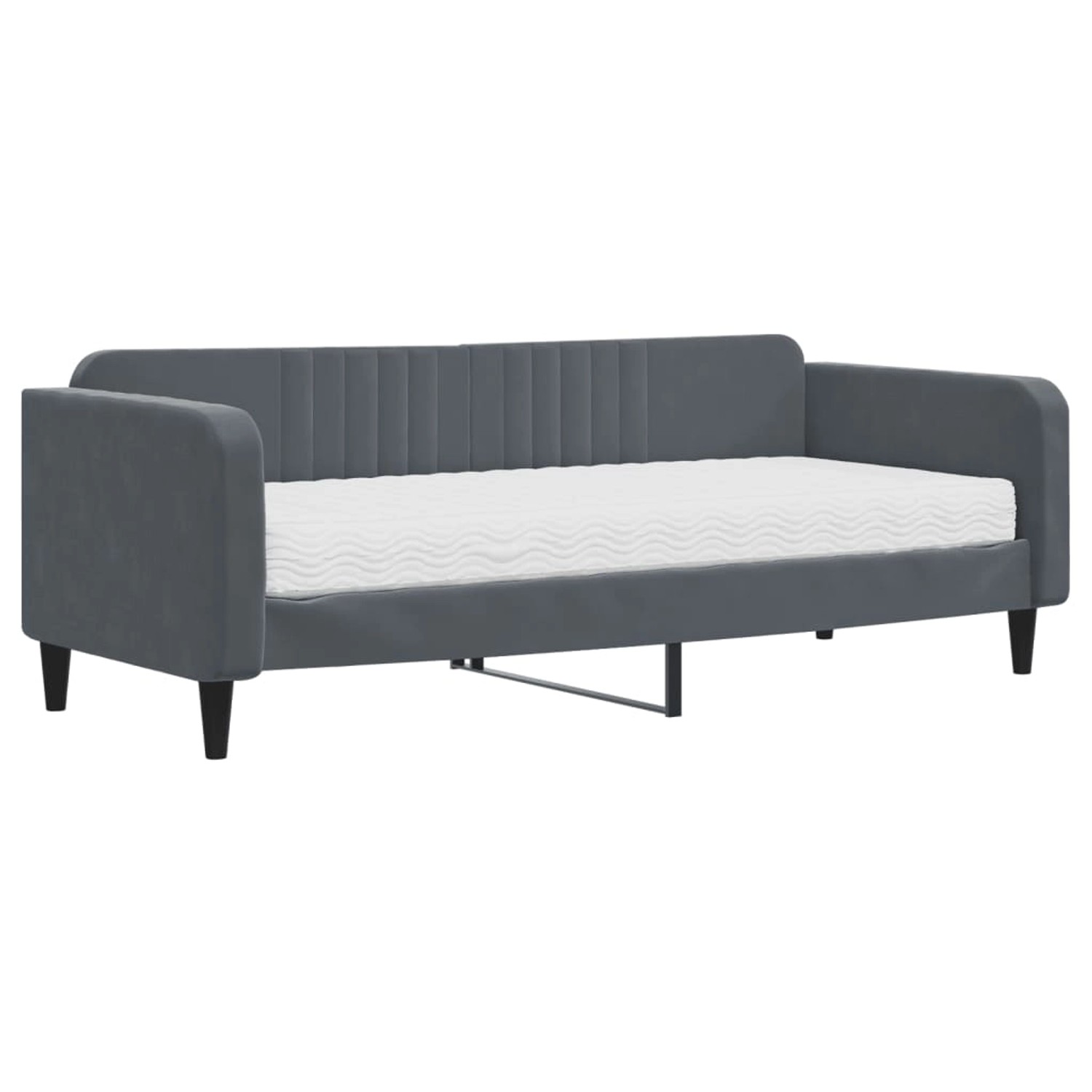 vidaXL Tagesbett mit Matratze Dunkelgrau 90x200 cm Samt 3197040