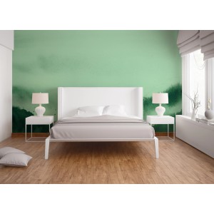 Fototapete Landschaft Berge Grün im Schlafzimmer, 3,50x2,55m, FSC®-zertifiziert.