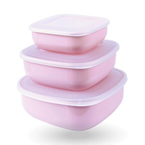 Bestgoodies Vorratsdosen, 6er Set, eckig, rosa, gestapelt. Ideal zur Aufbewahrung von Lebensmitteln.