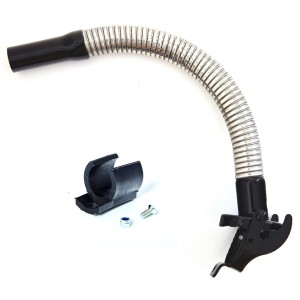 Flexibler Ausgießer für Kraftstoffkanister, Metall, schwarz, mit Halterung für 5L Kanister.