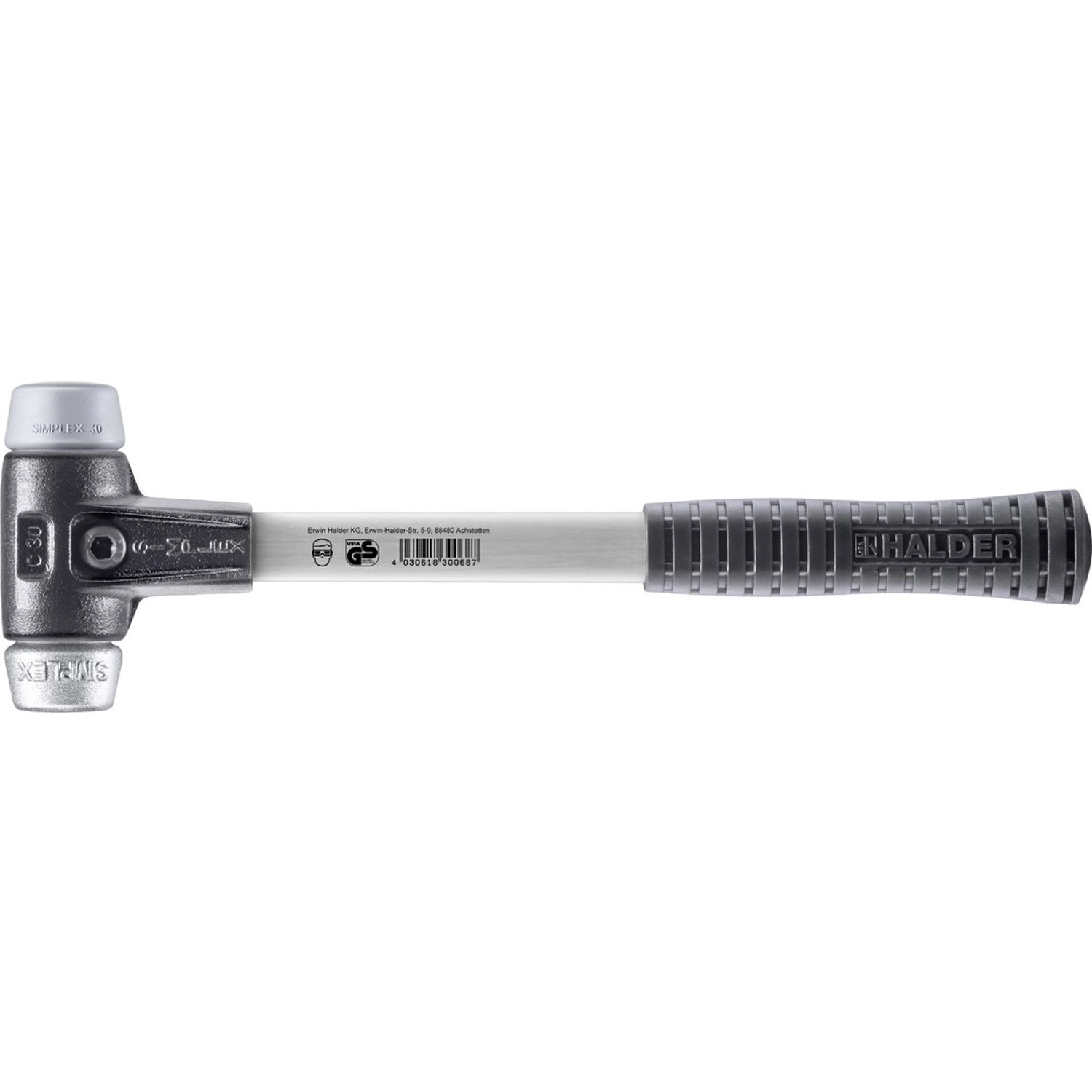 Halder Simplex Schonhammer Ø 30 mm TPE-mid Grau   Weichmetall mit Verstärkt günstig online kaufen