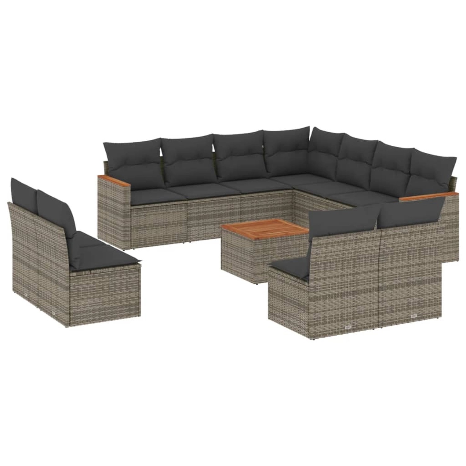 vidaXL 12-Tlg Garten-Sofagarnitur mit Kissen Grau Poly Rattan 3226095 günstig online kaufen