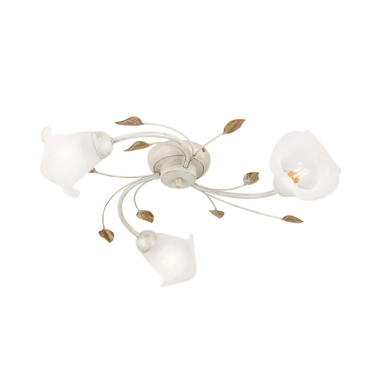 Orion Leuchten Deckenleuchte 3-flammig Florale Optik Elfenbein Gold