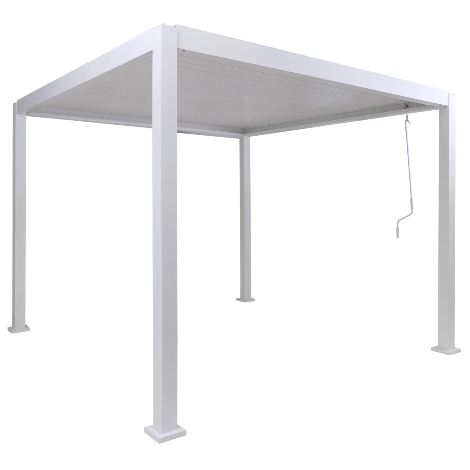 BERLINLODGE Pergola HxBxT 235x300x300cm Terrassenüberdachung Weiß Gartenpavillon Lamellen-Pavillon 10cm-Aluminium-Gestell