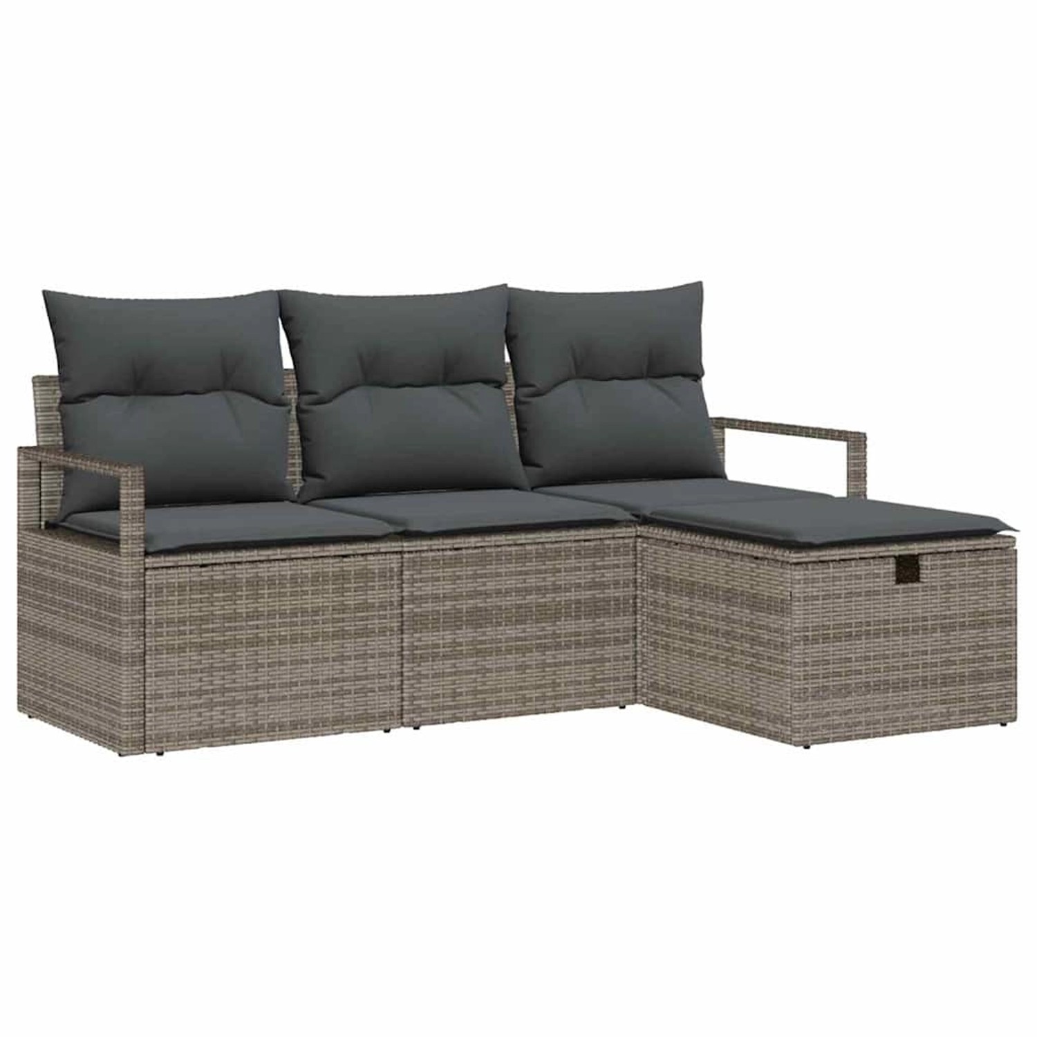 vidaXL Garten-Sofa-Set mit Kissen mit Speicher 4-Tlg Grau Poly Rattan 33604 günstig online kaufen