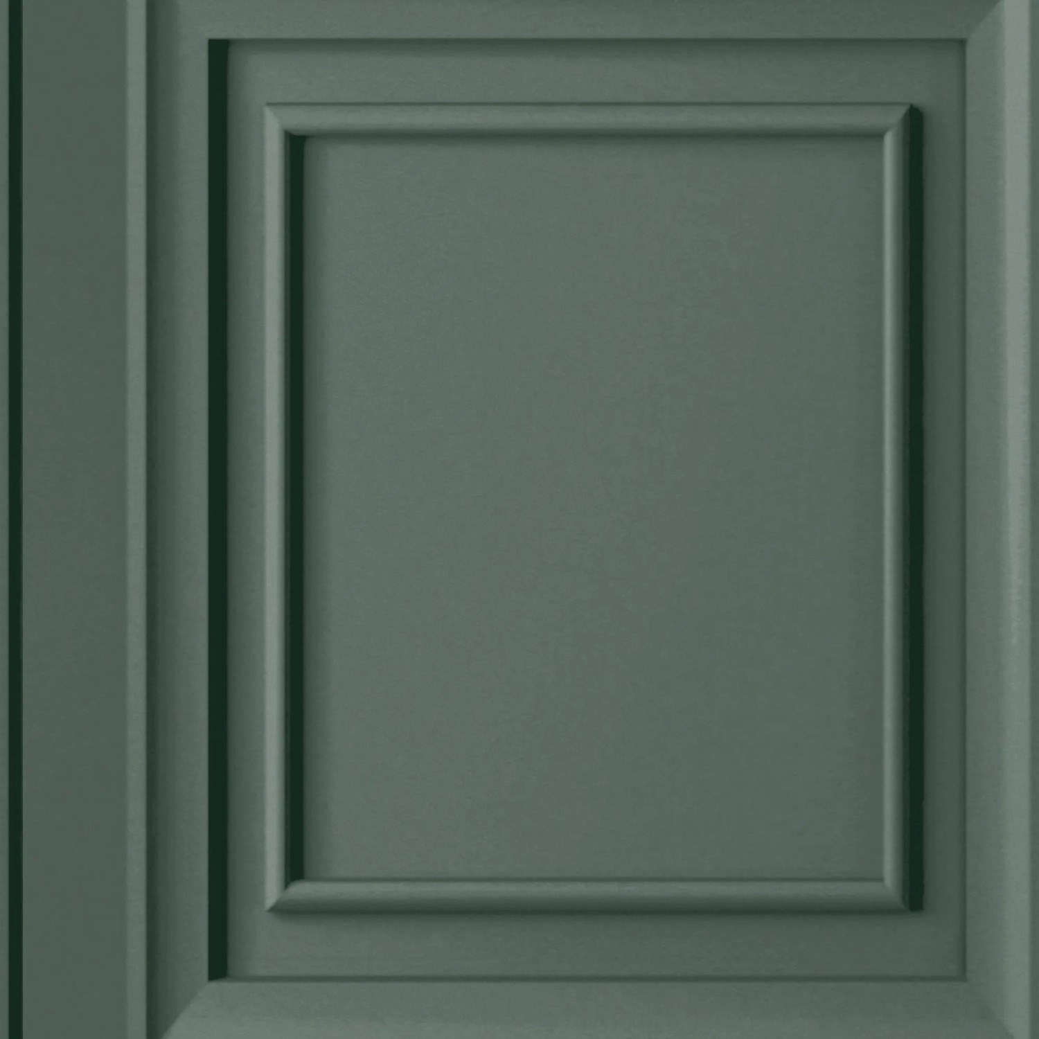 Detailansicht der grünen Laura Ashley Vliestapete Redbrook Wood Panel mit Holzvertäfelung.