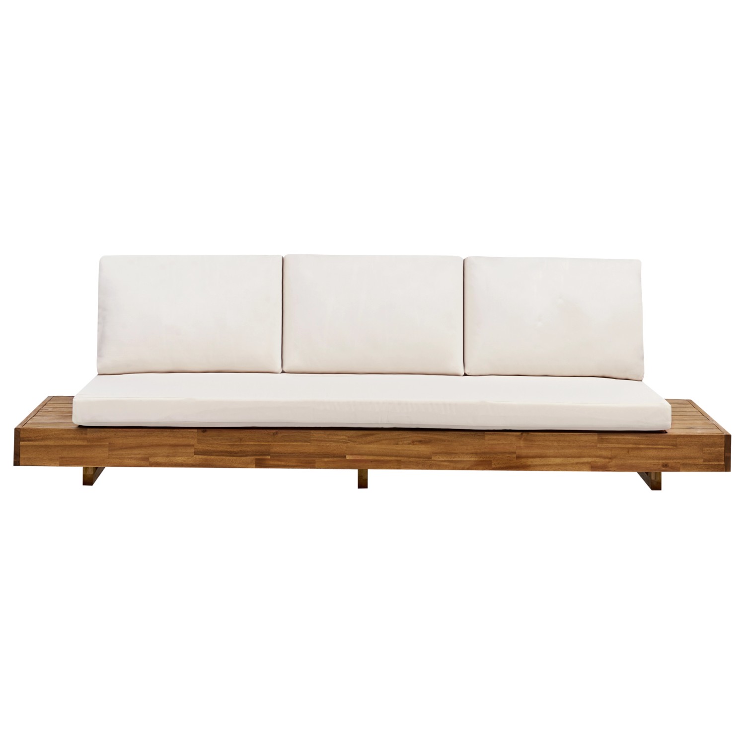 Beliani Gartensofa Heller Holzfarbton Weiss 68x230x70 günstig online kaufen