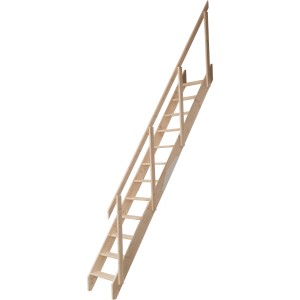 Dolle Raumspartreppe Kiel aus Fichte, unbehandelt, mit einseitigem Geländer.