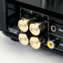 Dynavox Schutzkappen für Cinchbuchsen, 4er-Set, vergoldet, zum Schutz von Audio-Geräten.