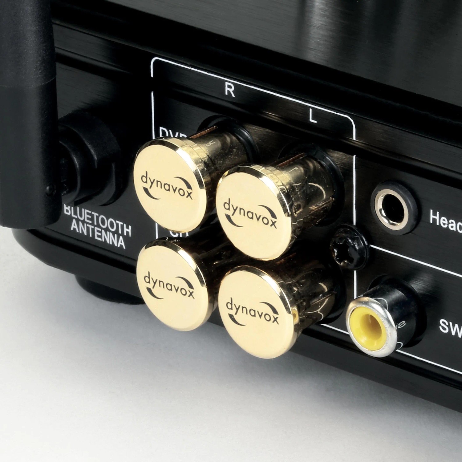 Dynavox Schutzkappen für Cinchbuchsen, 4er-Set, vergoldet, zum Schutz von Audio-Geräten.