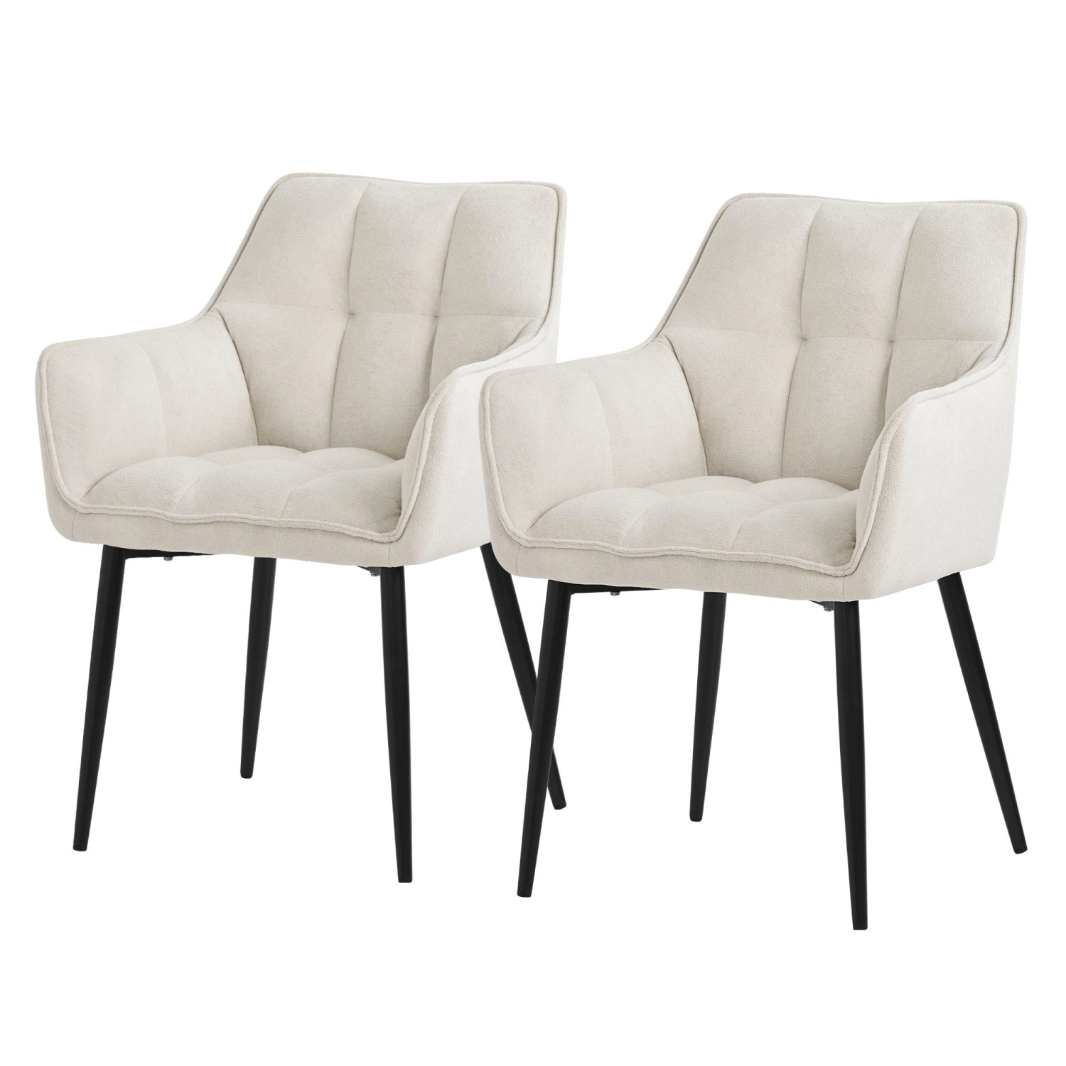 ML-Design Esszimmerstühle 2er Set aus Frotteestoff Creme Küchenstuhl günstig online kaufen