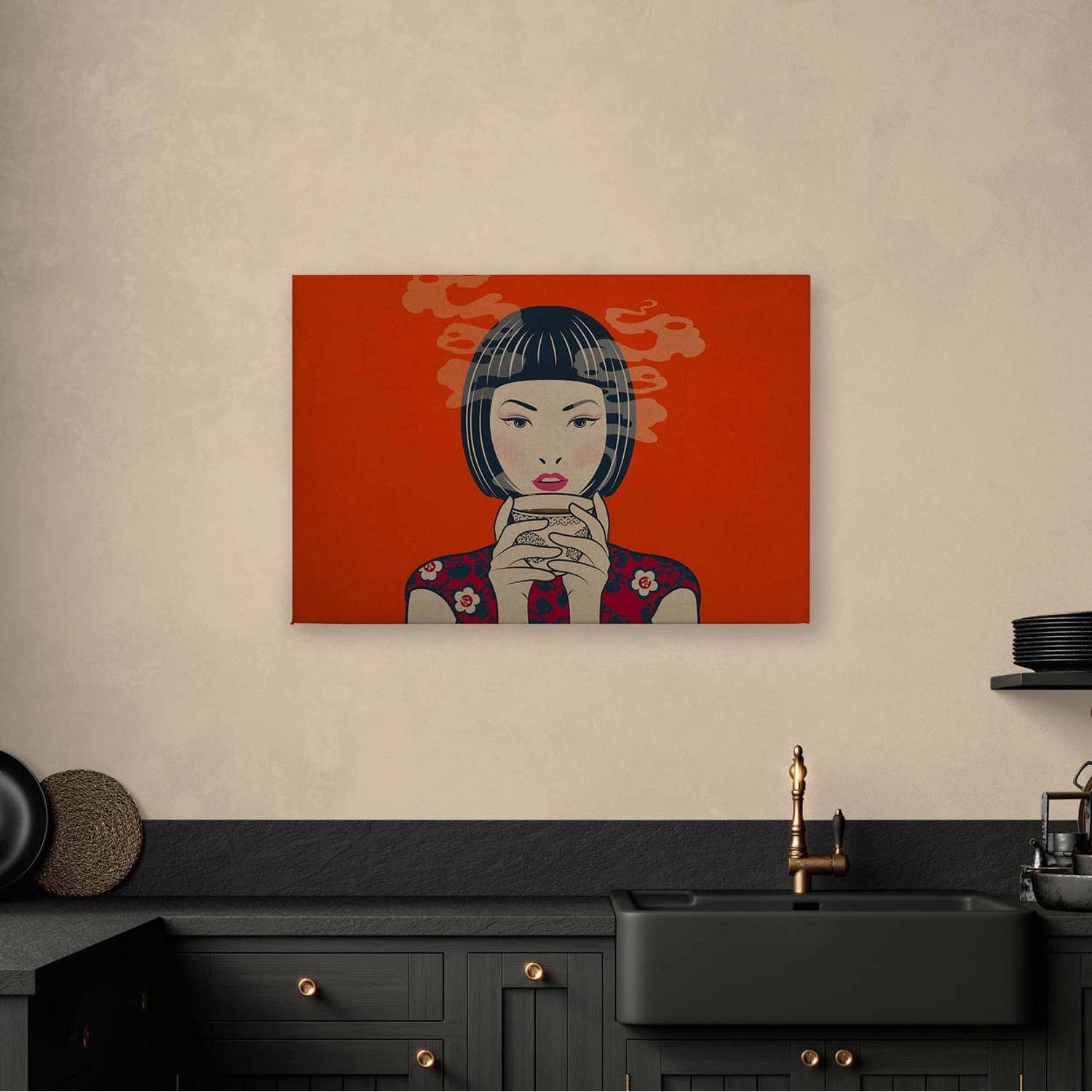 Bricoflor Pop Art Leinwand Bild Mit Manga Motiv Japan Wandbild In Orange Fü günstig online kaufen