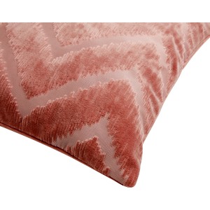 Dekokissen 45x45 cm, rosa mit geometrischem Muster. Zierkissen für Sofa und Bett.
