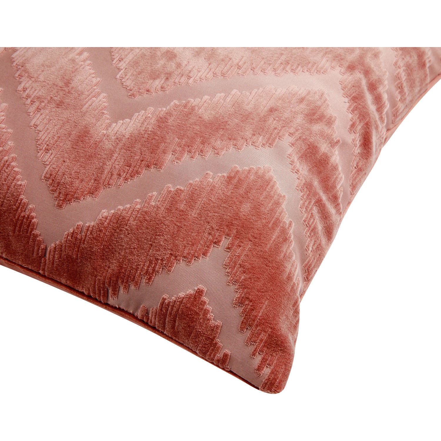Dekokissen 45x45 cm, rosa mit geometrischem Muster. Zierkissen für Sofa und Bett.
