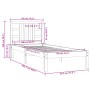 Skizze vidaXL Massivholzbett 90x200 cm mit Maßangaben für Betten.