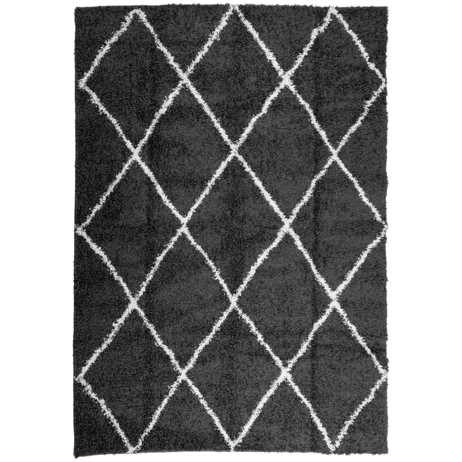 vidaXL Teppich Shaggy Hochflor Modern Schwarz Und Creme 120x170 Cm 1954072 günstig online kaufen