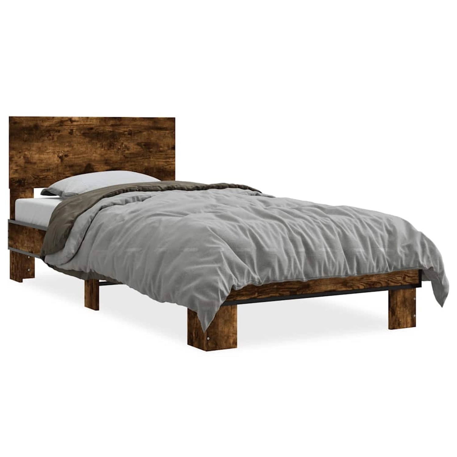 vidaXL Bettgestell Räuchereiche 90x200 cm Holzwerkstoff und Metall 845809 günstig online kaufen