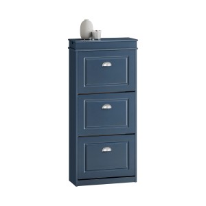 SoBuy Schuhschrank mit 3 Klappen Schuhregal Schuhkommode Schmal 53x118x24cm Blau FSR94-B