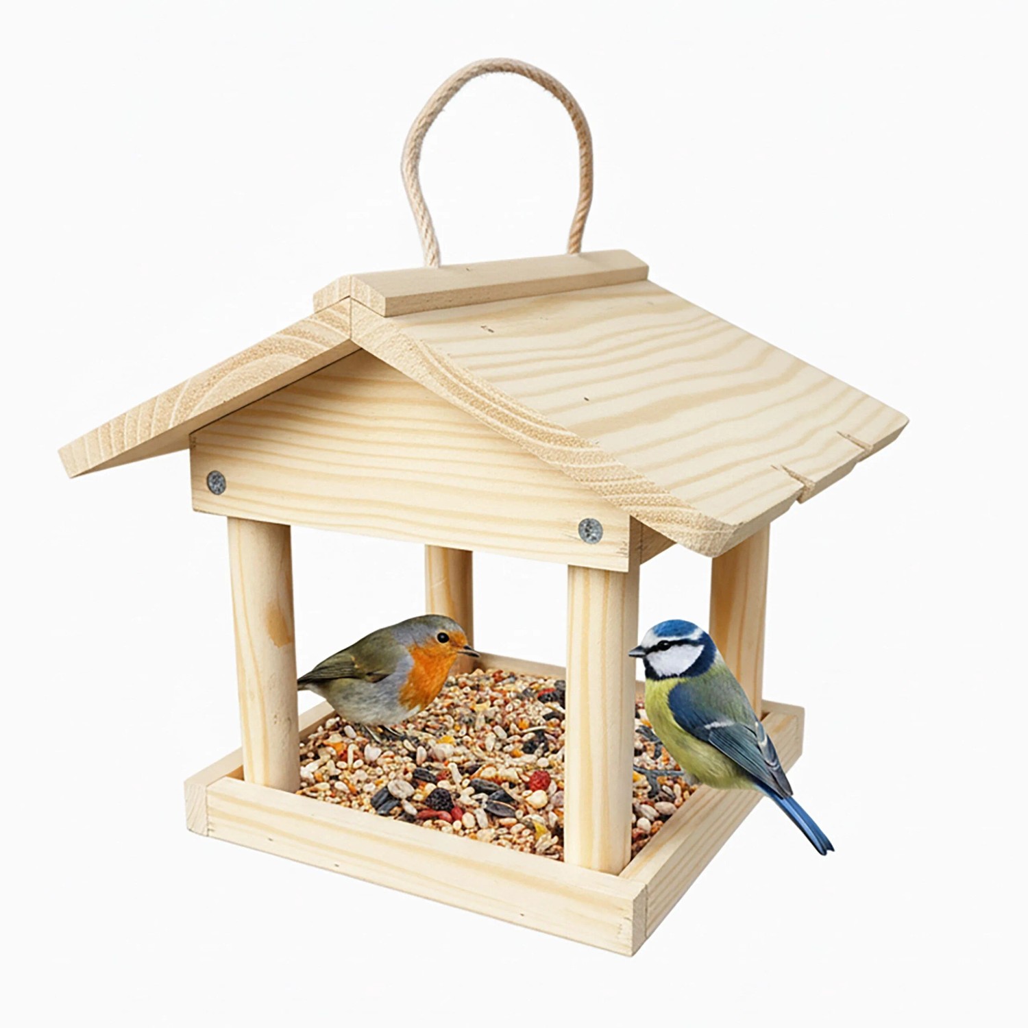 Relaxdays Vogelfutterhaus Tannenholz Natur Zum Aufhängen 22 cm x 26 cm x 22 cm 0,7 kg
