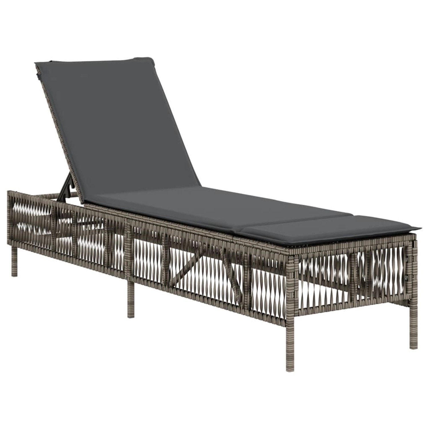 vidaXL Sonnenliege mit Auflage Grau Poly Rattan 4002739