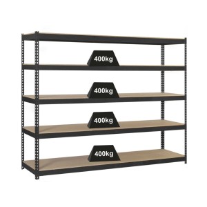 PROREGAL Schwerlastregal Wood Yeti, anthrazit, mit 5 Böden und 400 kg Fachlast.