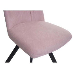 Detailansicht: Rosa MCW Esszimmerstuhl J69 aus Samt mit schwarzem Stahlgestell.