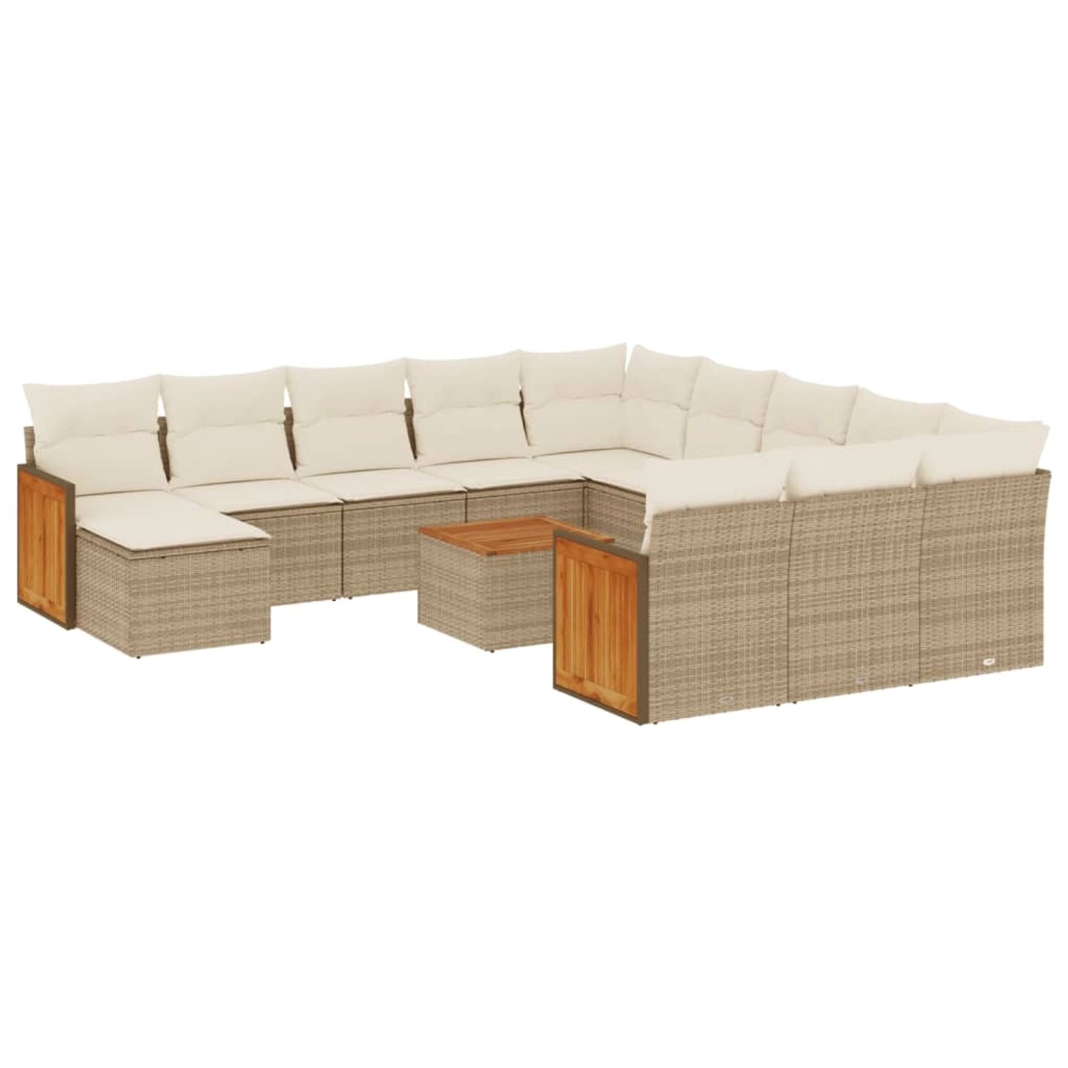 vidaXL 13-Tlg Garten-Sofagarnitur mit Kissen Beige Poly Rattan 3260672 günstig online kaufen