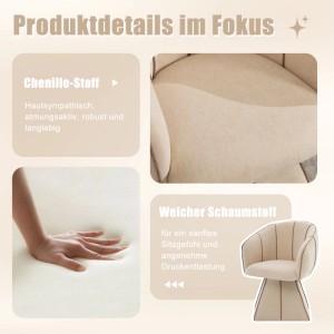 PXloue Stühle Drehstuhl Beige 360 Grad Drehsessel mit Hoher Rückenlehne Chenille