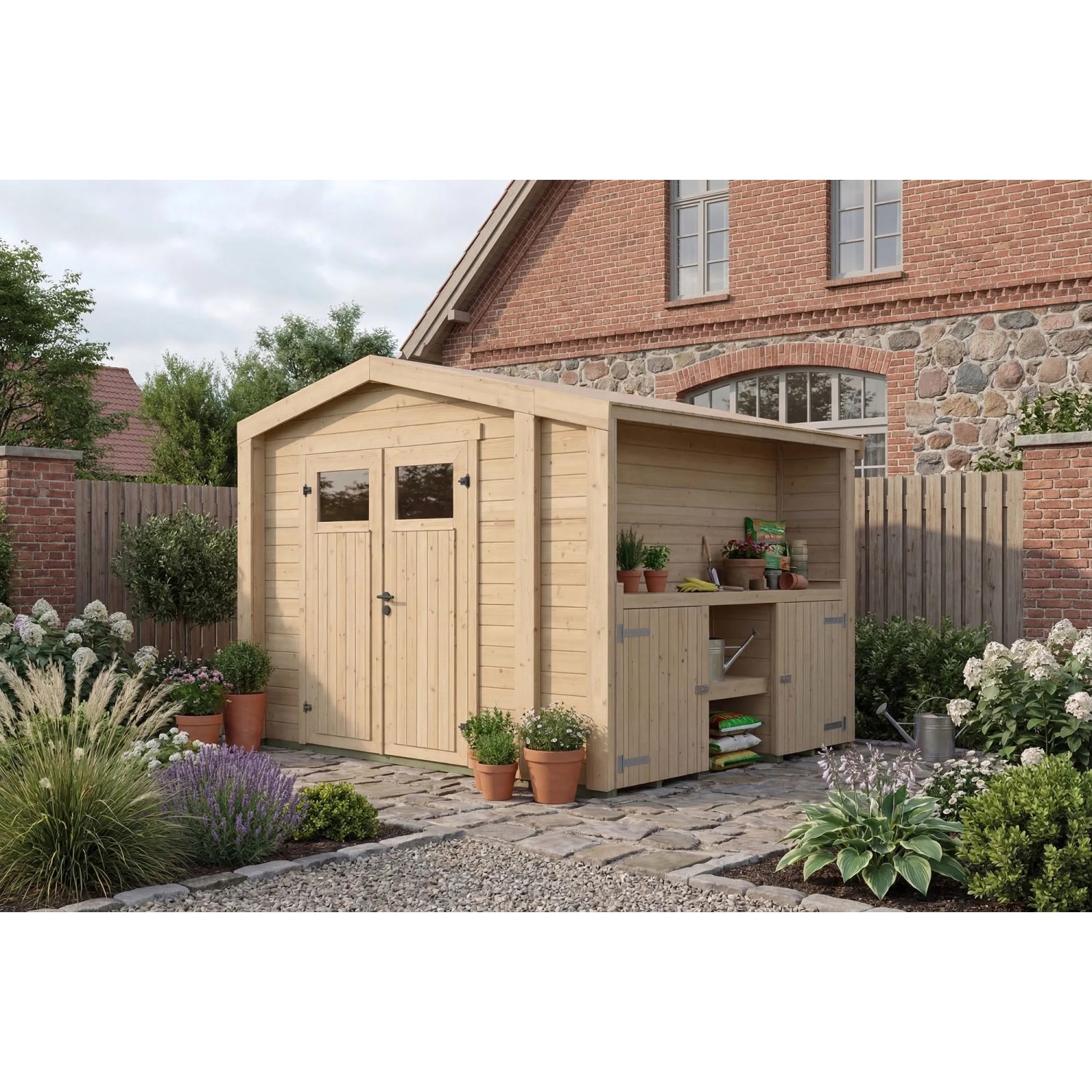 Weka Holz-Gartenhaus Killarney Satteldach Natur Unbehandelt 311 cm x 263 cm