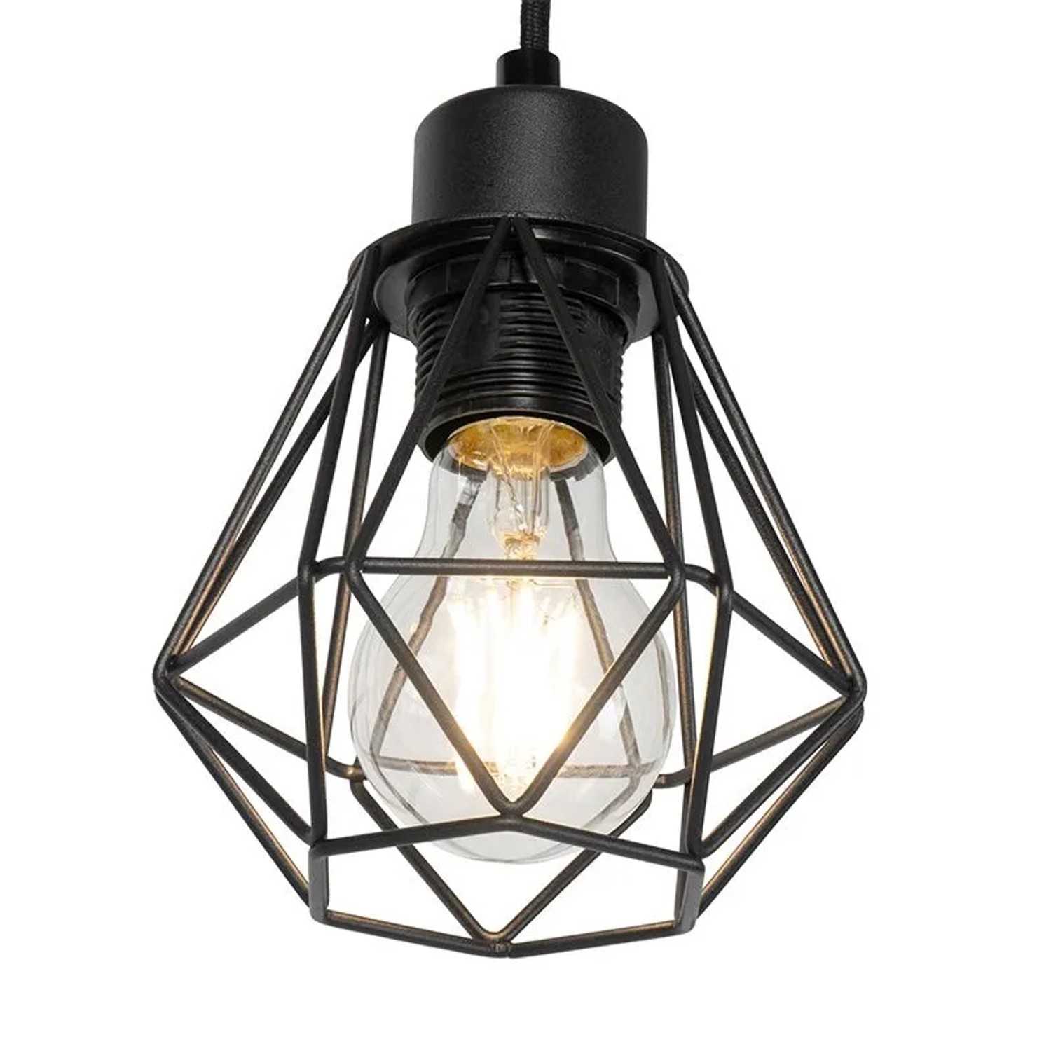 Schwarze QAZQA Stehlampe Chon mit Holz, 2-flammig, für Innenräume.