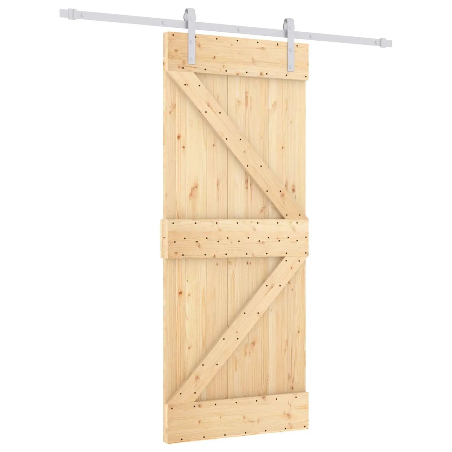 vidaXL Schiebetür Natur und Weiß 85 x 210 cm Massivkiefer 3444946