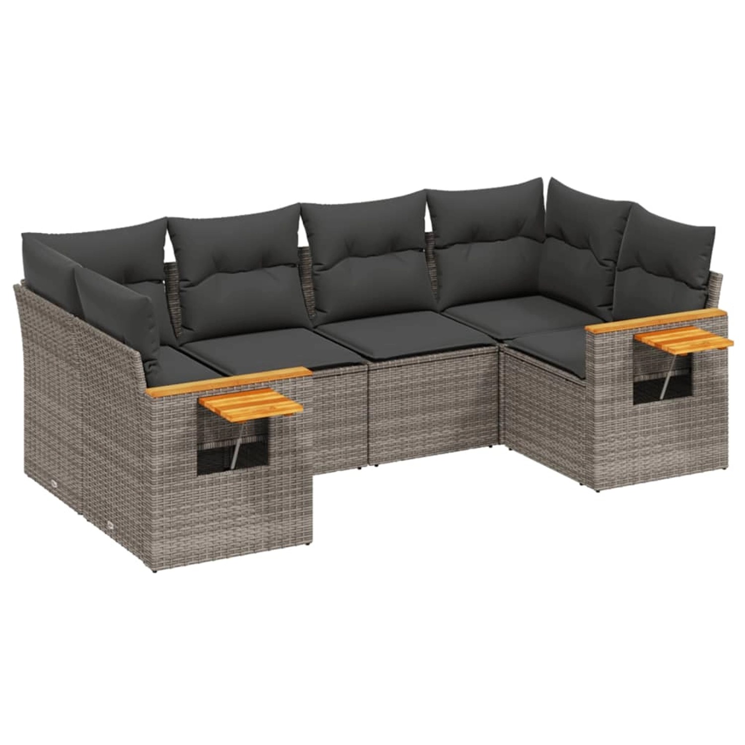 vidaXL 6-tlg Garten-Sofagarnitur mit Kissen Grau Poly Rattan Modell 73