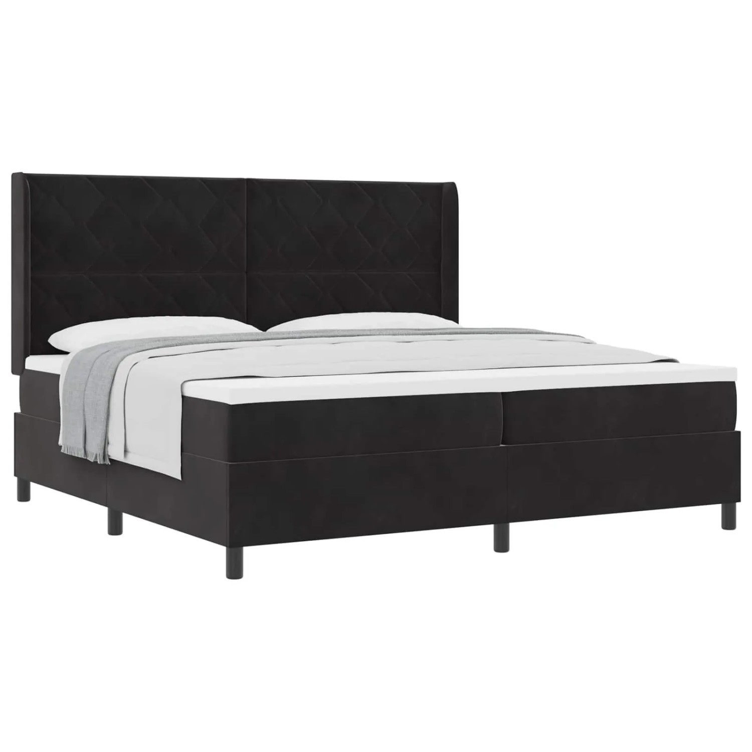 vidaXL Boxspringbett mit Matratze Schwarz 200 x 200 cm Samt 3342082