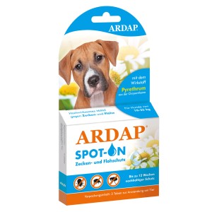 Ardap Spot-On für Hunde 10-25kg: Zecken- und Flohschutz mit Pyrethrum, 3 Tuben.