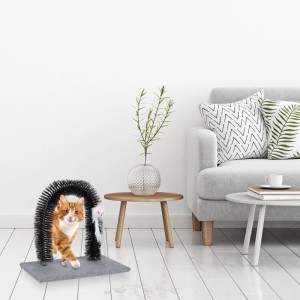 Relaxdays Kratzbogen Holz Kunststoff Metall Grau mit Spielmaus 33 x 35 x 24,5 cm 0,9 kg