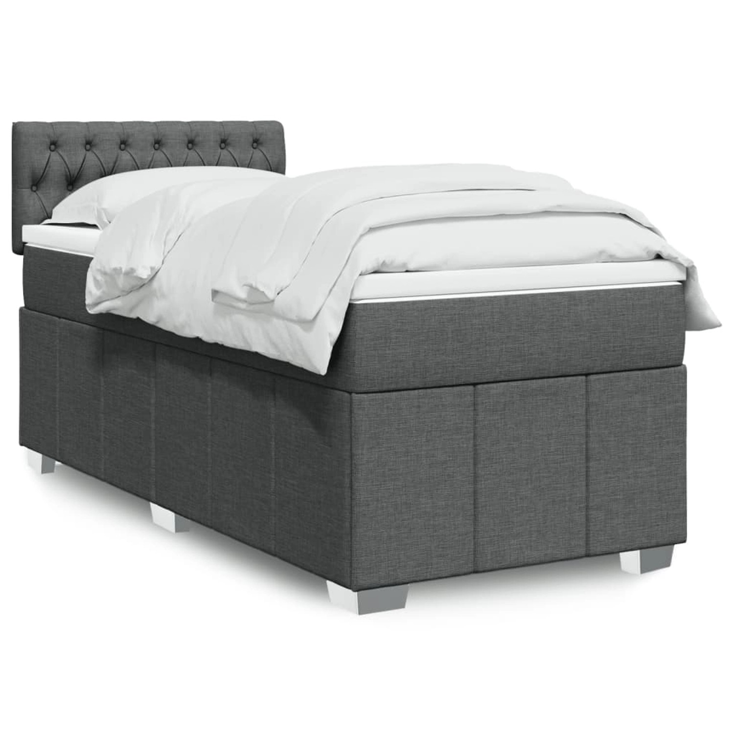 vidaXL Boxspringbett mit Matratze Dunkelgrau 100x200 cm Stoff 3289287 günstig online kaufen