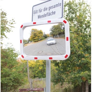TRUTZHOLM Verkehrsspiegel, eckig, 40x60cm, mit Reflektoren. Straßenspiegel zur Erhöhung der Sicherheit.