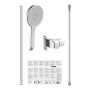Schütte Stangenbrause-Set Karibik Oval Chrom-Hellgrau mit Handbrause, Brausestange und Brausehalter.