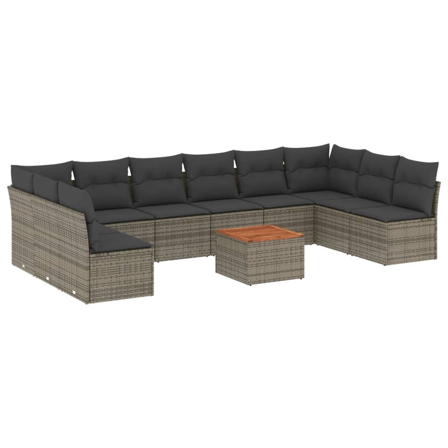 vidaXL 11-tlg Garten-Sofagarnitur mit Kissen Grau Poly Rattan Modell 33 günstig online kaufen