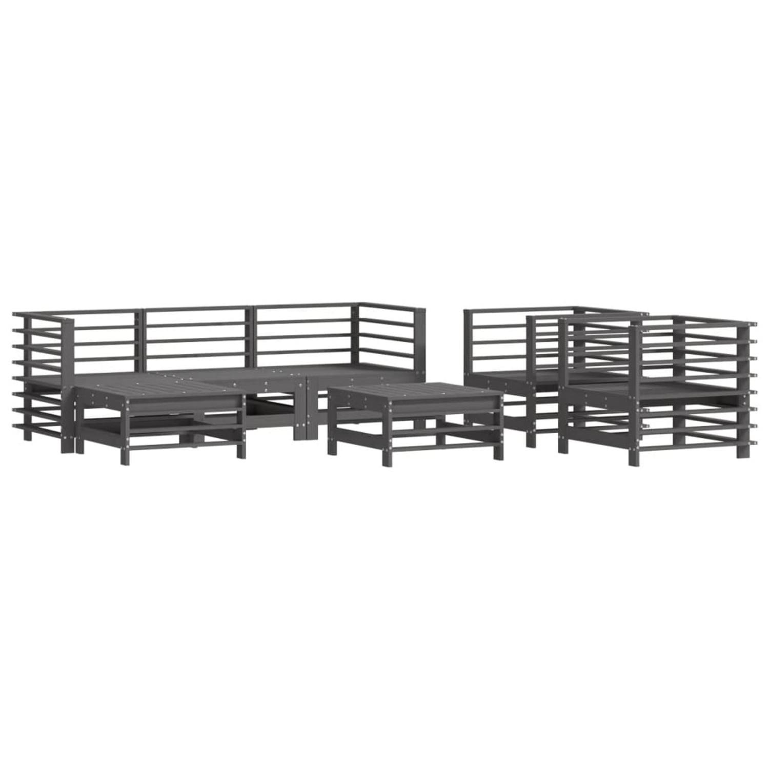 vidaXL 7-tlg Garten-Lounge-Set Grau Massivholz Kiefer Modell 32