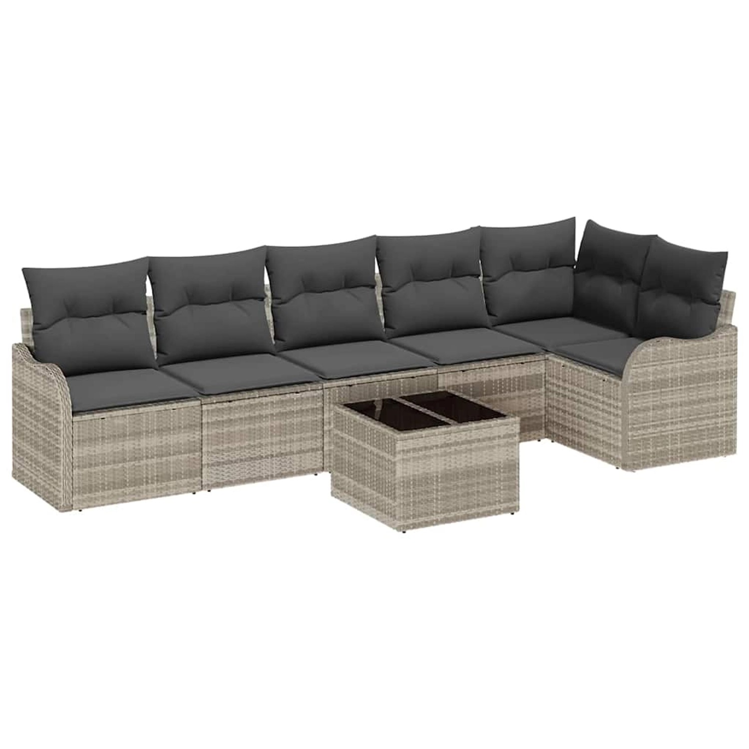 vidaXL Garten-Sofa-Set mit Kissen 7-Tlg Hellgrau Poly Rattan 3345732 günstig online kaufen