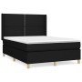 Schwarzes vidaXL Boxspringbett 140x190 cm mit Matratze und Kopfteil.