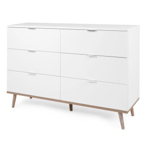 Furn.Design Kommode Weiß Matt Eiche 120 cm 6 Schubkästen Skandinavisch Lundby